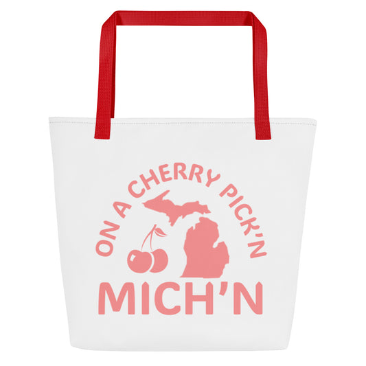 Cherry Pick'n Mich'n Large Tote Bag