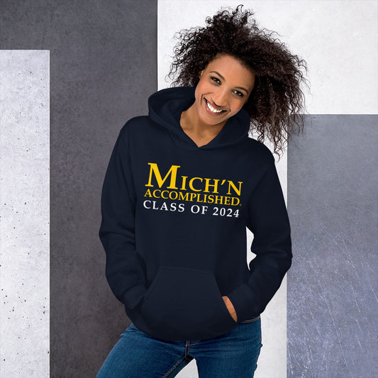 Michigan Accomplished Grad 2024 Unisex Blue Hoodie