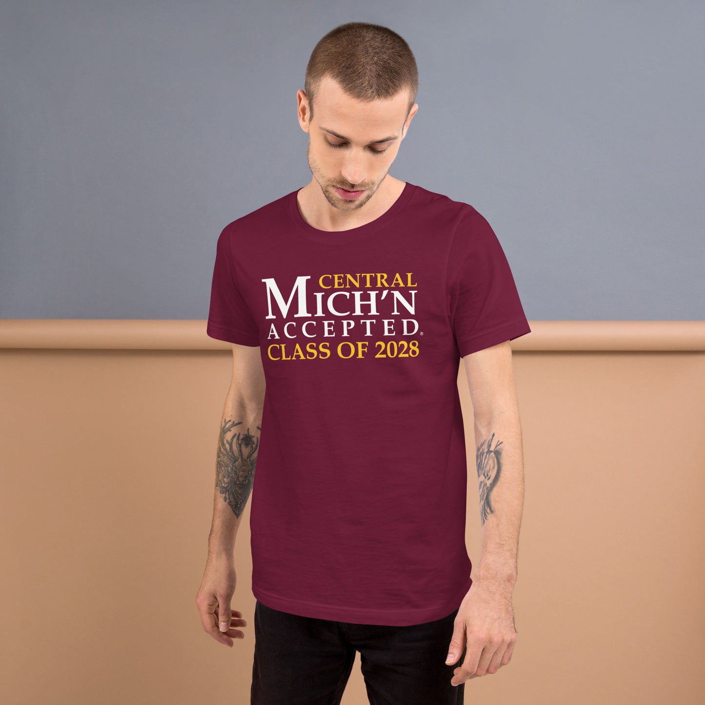 Central Accepted Grad 2028 Unisex Maroon T-Shirt