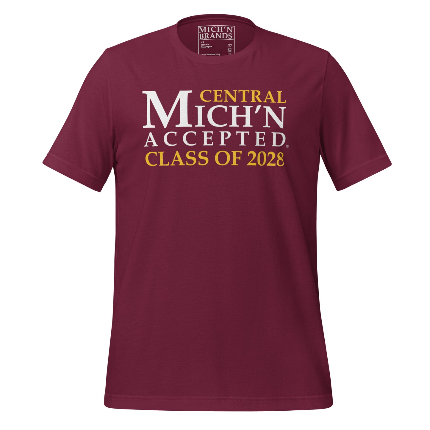 Central Accepted Grad 2028 Unisex Maroon T-Shirt