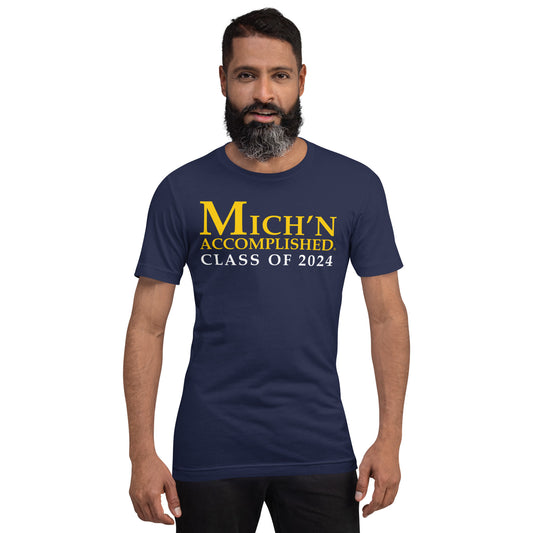 Michigan Accomplished Grad 2024 Unisex Blue T-Shirt