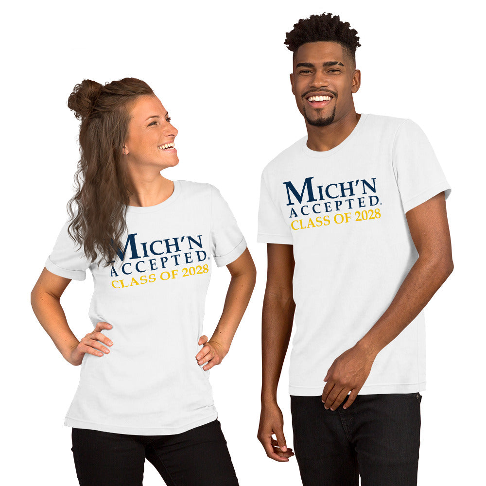 Michigan Accepted Grad 2028 Unisex White T-Shirt