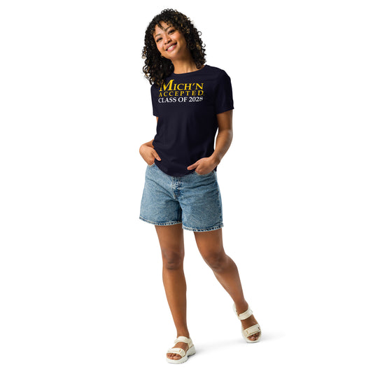 Michigan Accepted Grad 2028 Women's Blue T-Shirt