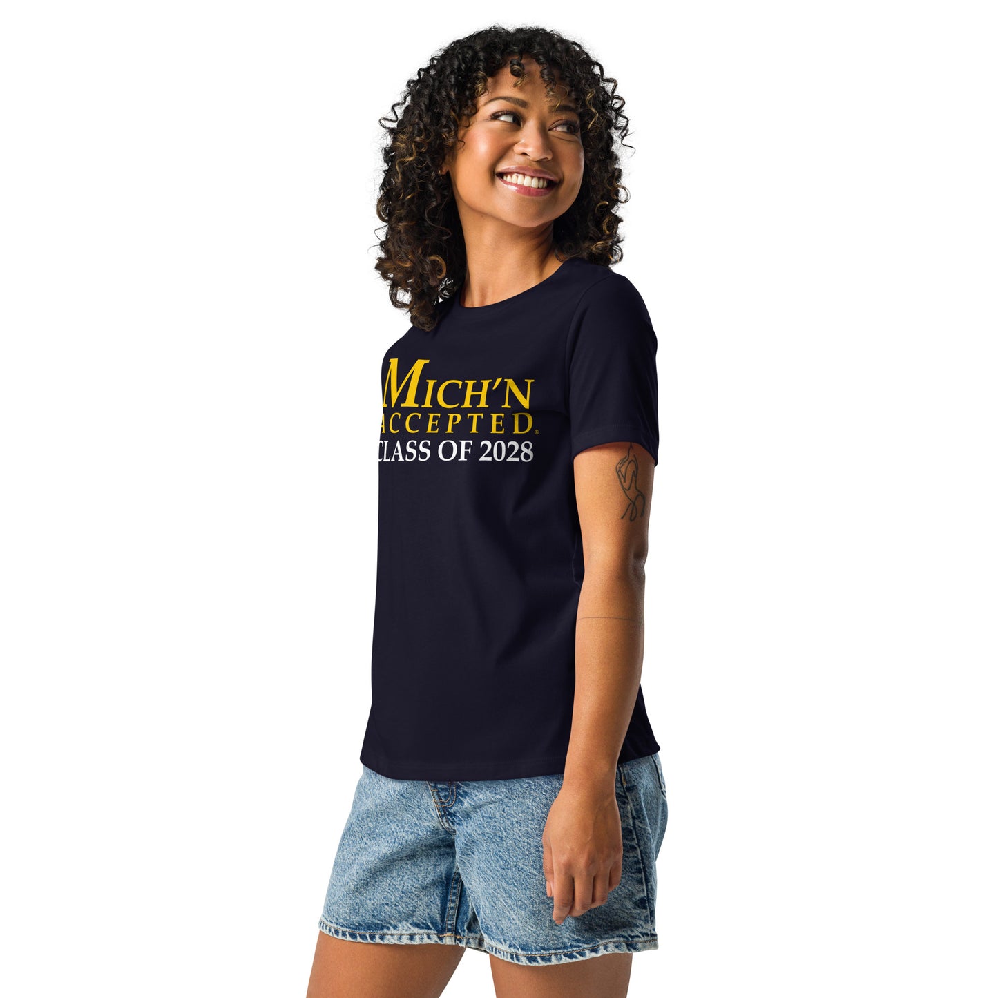 Michigan Accepted Grad 2028 Women's Blue T-Shirt