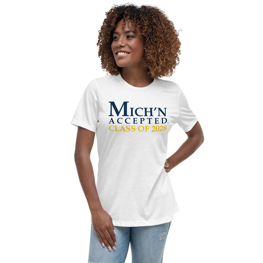 Michigan Accepted Grad 2028 Women's White T-Shirt